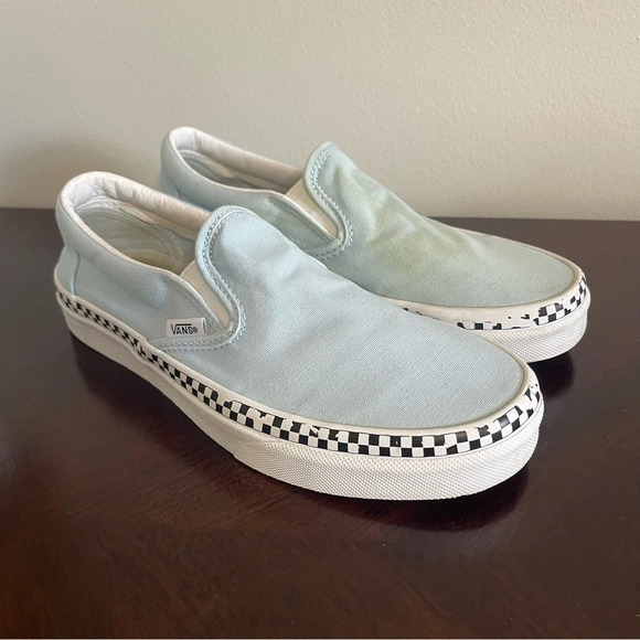 Vans Shoes - Vans Light Blue Canvas Sneakers Women’s 7.5 Mens 6 Stained